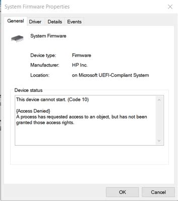 Toradh íomhá ar Device Manager System Firmware Error