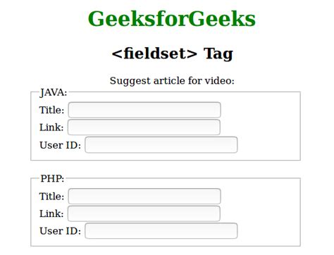 Image result for Field Set Tag HTML