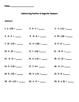 Image result for Positive and Negative Numbers Worksheet Class 6
