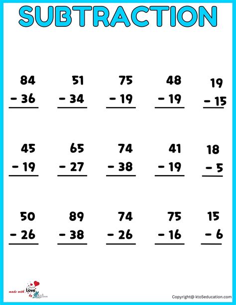 Image result for 3rd Grade Math Worksheets Subtraction
