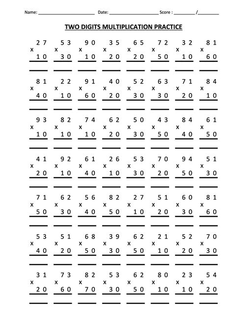 Double-Digit Multiplication Worksheets Middle School に対する画像結果
