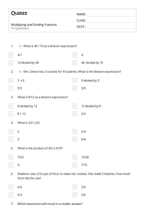 Multiplication Fraction Worksheets Grade 5 に対する画像結果