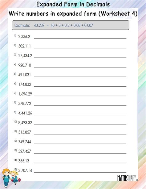 Decimals In Expanded Form Worksheet Write Numbers In Expanded Form