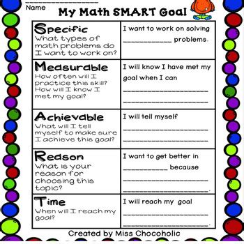 Image result for Math Goals Sheets for 5th Graders