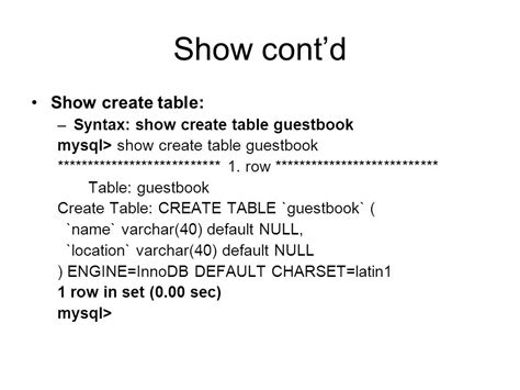 Image result for Show Table Syntax