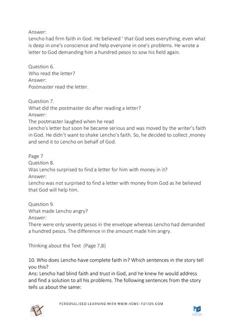 Class 10 English Chapter 1 a Letter to God Most Question に対する画像結果