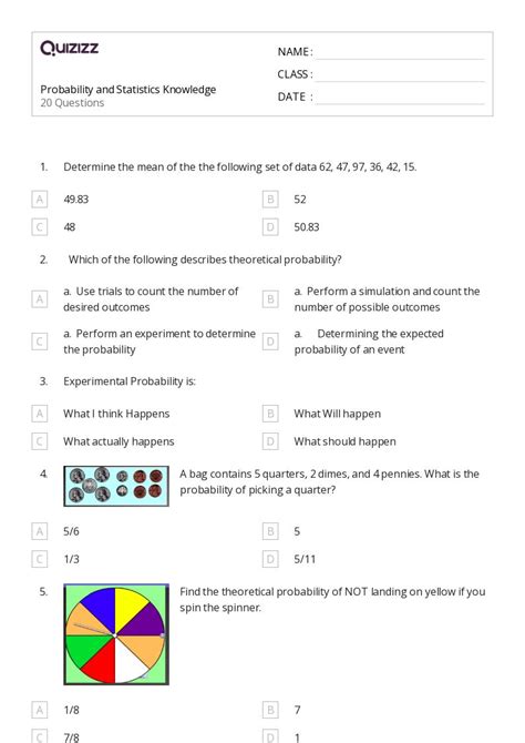Toradh íomhá ar Worksheet Statistical Probability