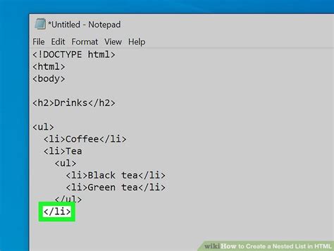 Image result for Nested List through HTML