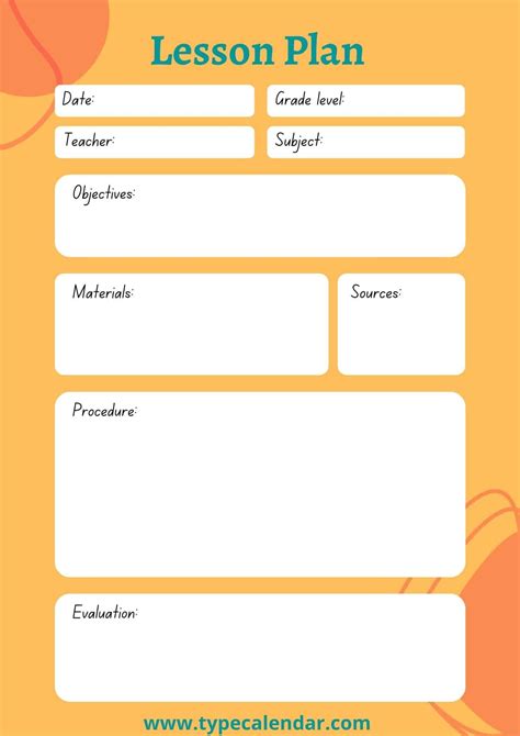 Free Printable Lesson Plan PDF に対する画像結果