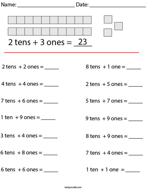 Place Value 2-Digit Numbers Worksheets に対する画像結果