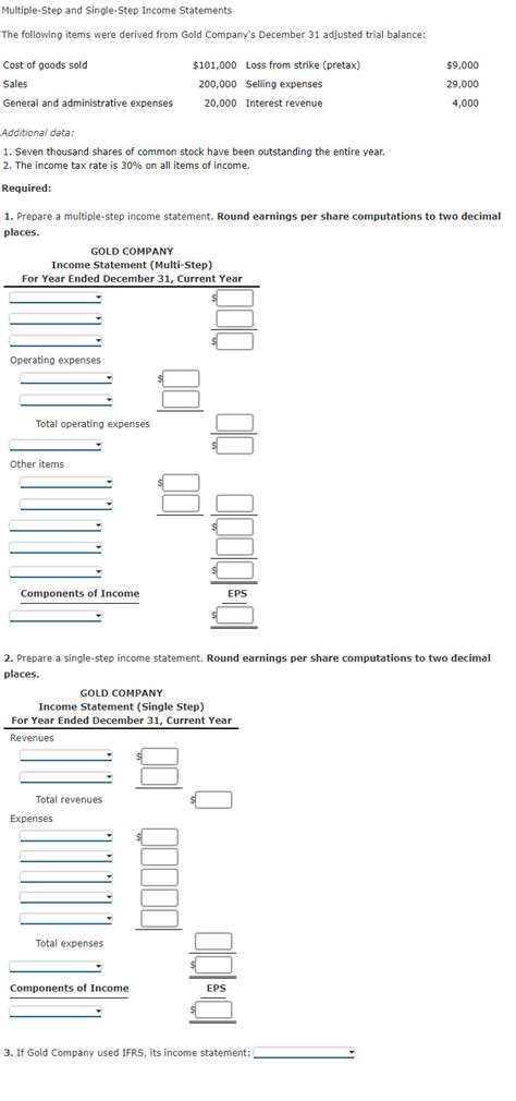 Single Step Income Statement 2 Columnar に対する画像結果