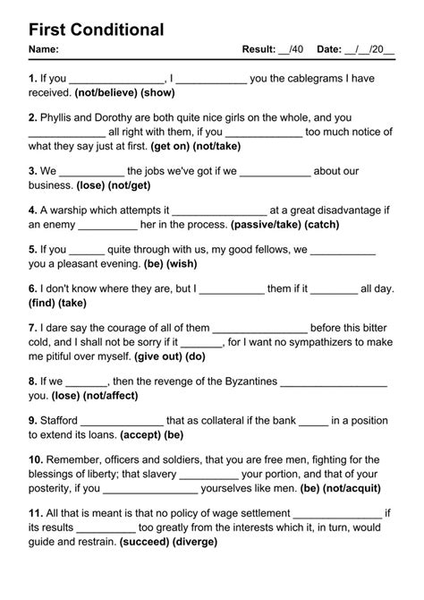 Toradh íomhá ar First Conditional Worksheet Multiple Choice