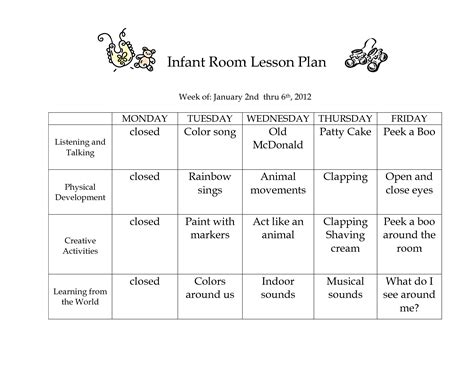 Free Printable Infant Lesson Plans | Printable Lesson Plans