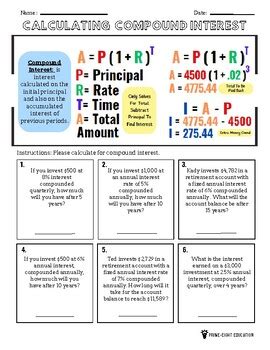Image result for Compound Interest Table Worksheet