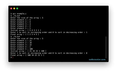 Image result for Sorting a 1D Integer Array in C