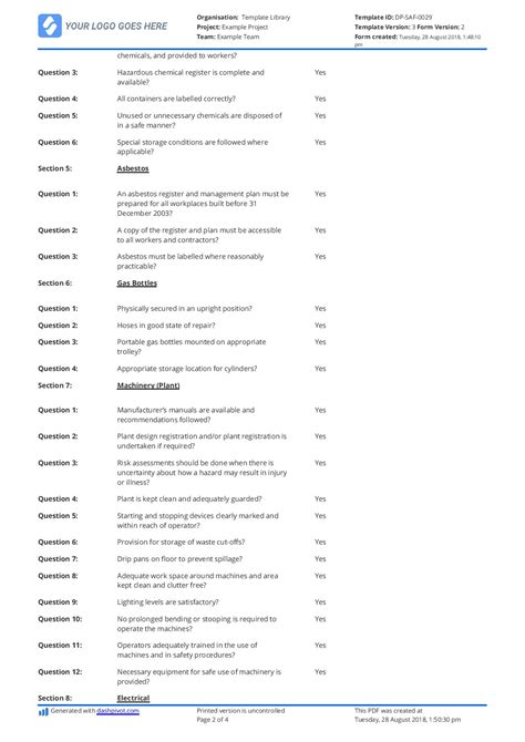 Image result for Hazard ID Form Example