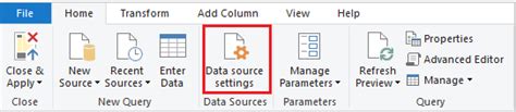 Image result for Power BI Data Source Settings