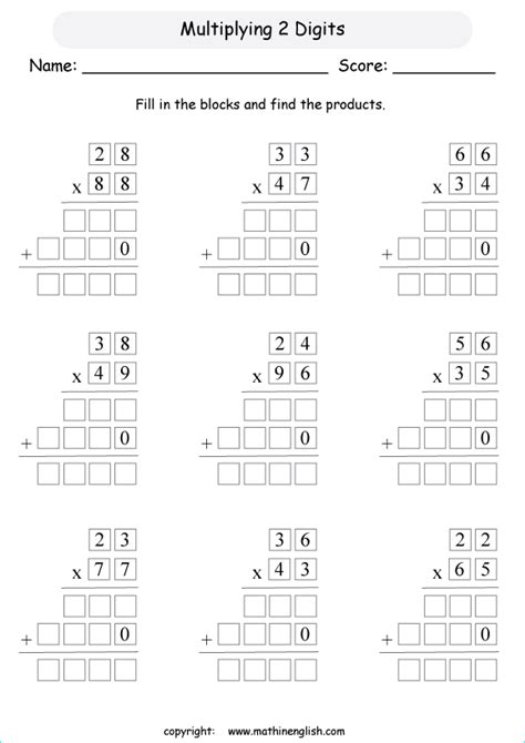 Image result for 2-Digit Multiplication Grade 4