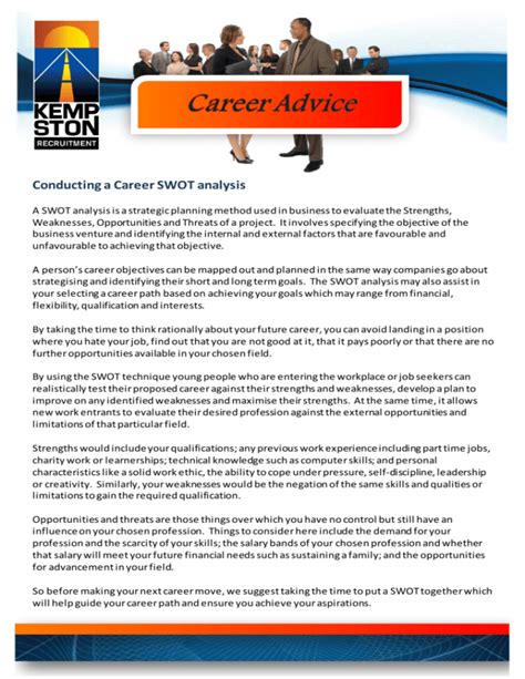Afbeeldingsresultaten voor Career SWOT Analysis Example