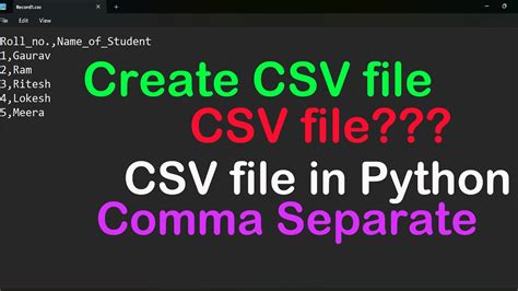 Image result for CSV File in Python Teaching Visual Aids