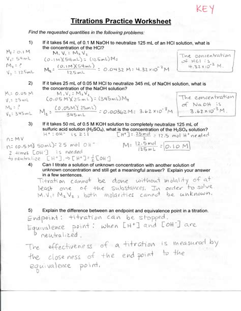 Image result for Acid-Base Titration Calculation Worksheet