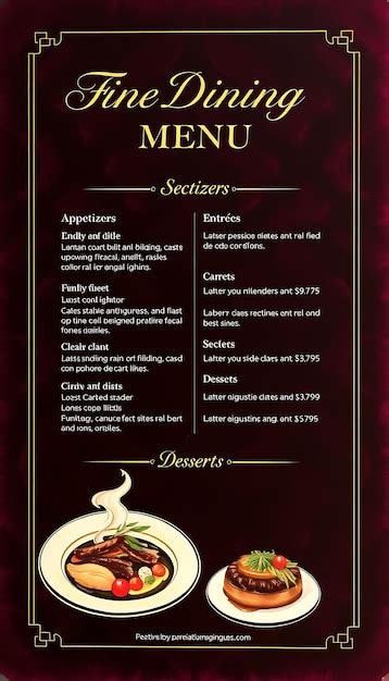 Afbeeldingsresultaten voor Fine Dining Menu Layout