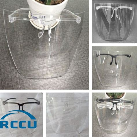 (Full Face Shield) face sheild PC with eyeglass glasses pouch balck ...