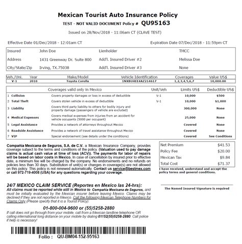 Image result for Car Insurance Sample