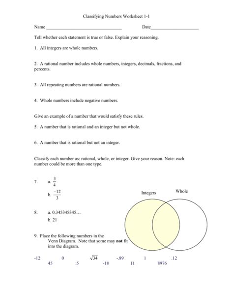 Classify Numbers Worksheet に対する画像結果