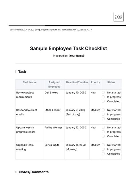 Image result for Employee Task Checklist Template