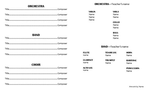 Image result for Elementary Concert Program Template