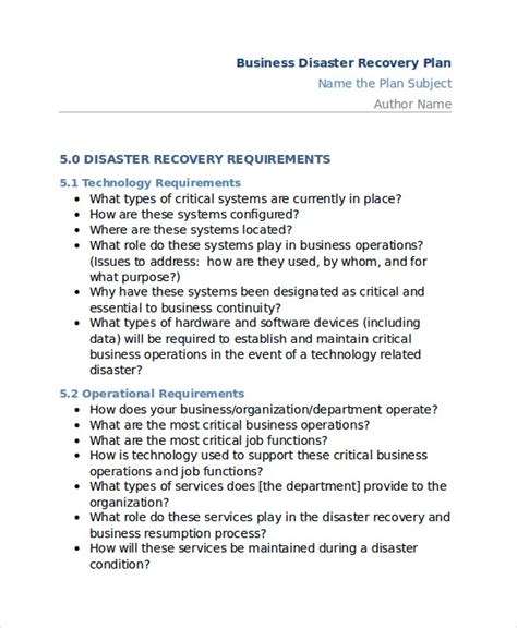 Image result for Example of Disaster Recovery Plan Template