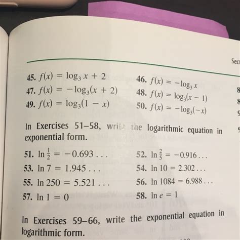 Toradh íomhá ar Natural Log in Exponential Form