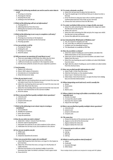 Image result for Excel Basic MCQs