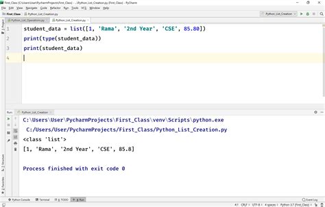 Toradh íomhá ar Easy Example of List in Python