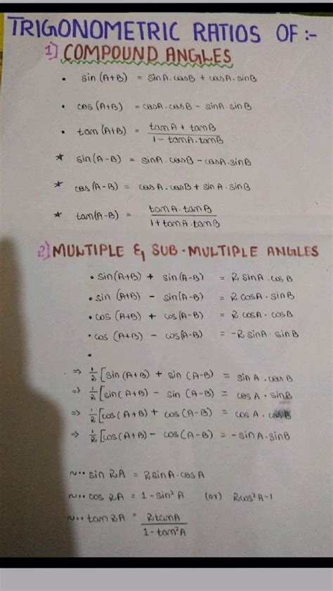 Image result for Trignometry Formula Sub Multiple