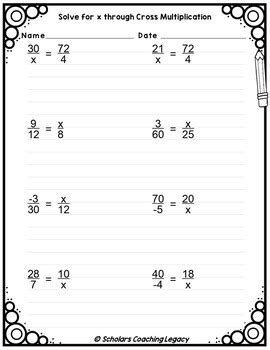 Image result for Cross Multiplication Worksheet