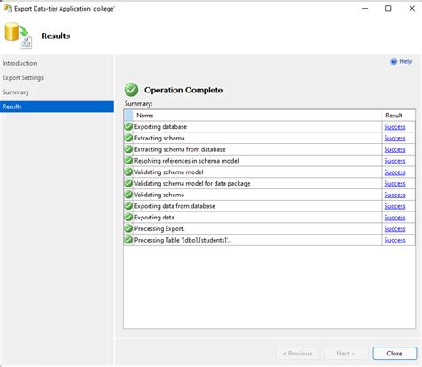 Toradh íomhá ar SQL Server Database Export Output