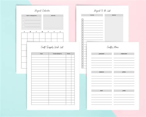 Afbeeldingsresultaten voor Craft Project Tracker Printable