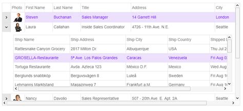 jQuery Grid Table に対する画像結果