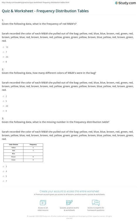 Image result for Worksheet in Frquency Distribution Table Making