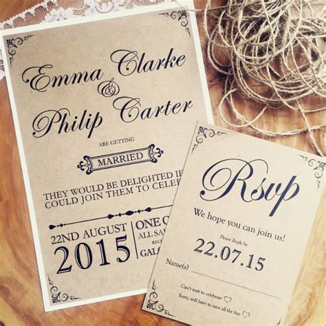 Toradh íomhá ar Handmade Rustic Wedding Invitations