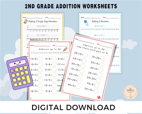Image result for 2nd Grade Math Addition Worksheets