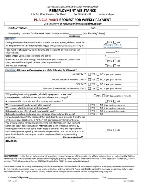 Image result for Pua Weekly Claim Form