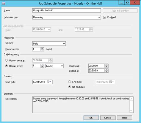 SSMS SQL Agent Schedule に対する画像結果