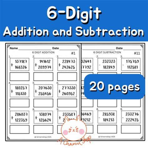 Image result for 6 Digit Addition Worksheets