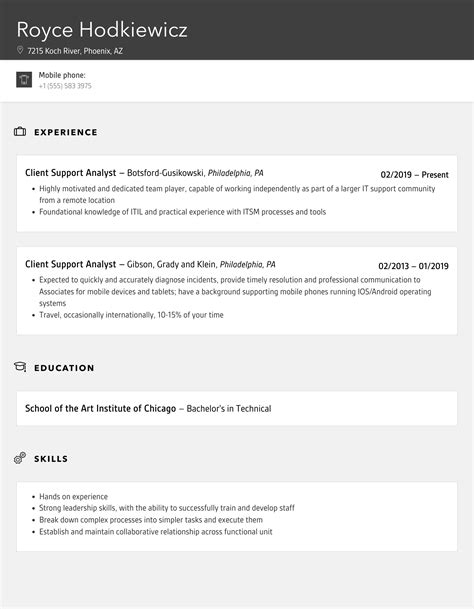 Toradh íomhá ar Client Support Analyst Resume