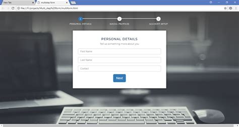 תוצאת תמונה עבור Multi-Step Form with Progress Indicator