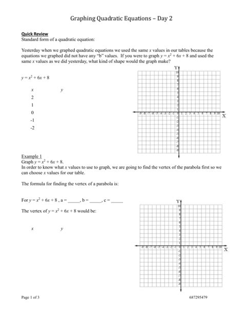 Image result for Graphing Quadratic Equations Worksheet