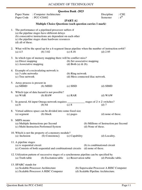 Toradh íomhá ar Computer Architecture Question Paper